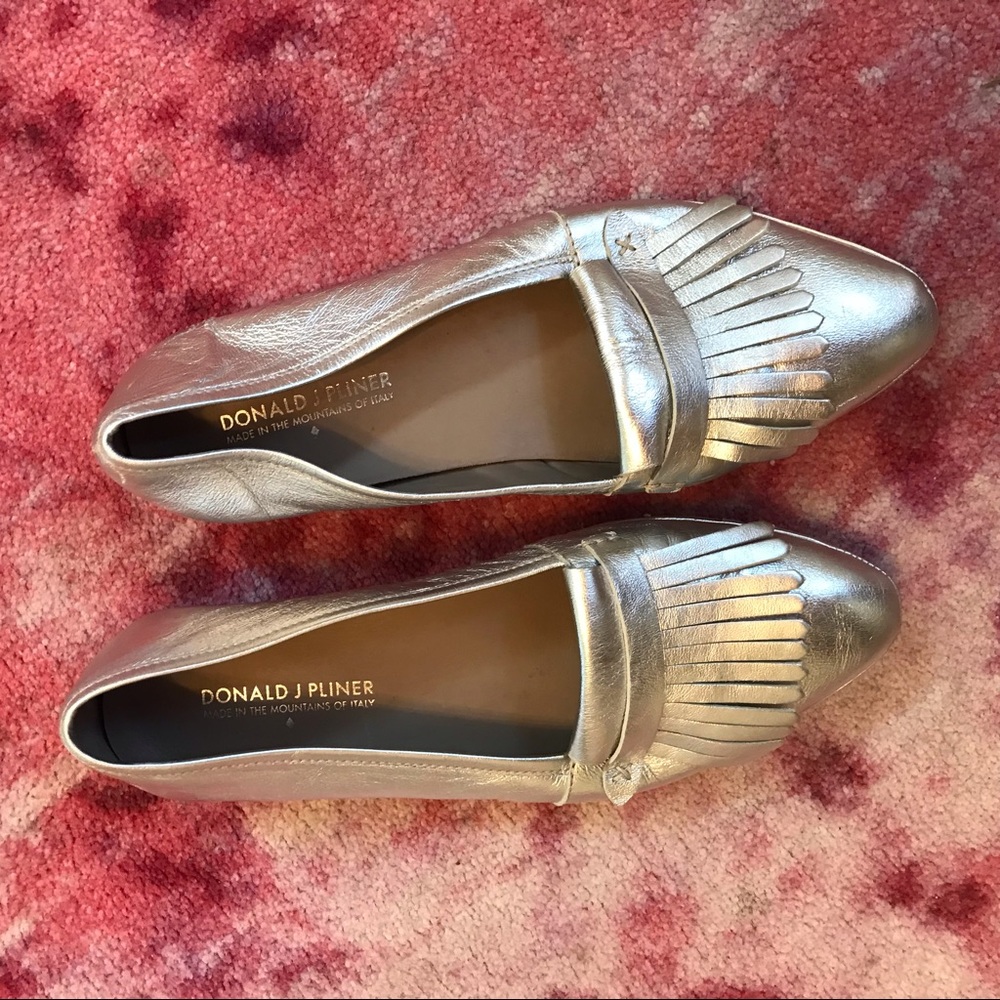 Italian made Metallic Abbi Kilted Loafer